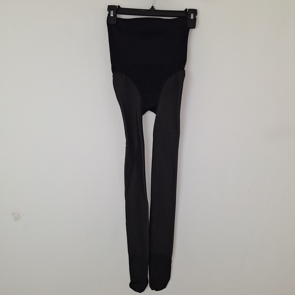 Y2K Soft Girl Layering Compression Shaping High Waist Footed Tights Black S
